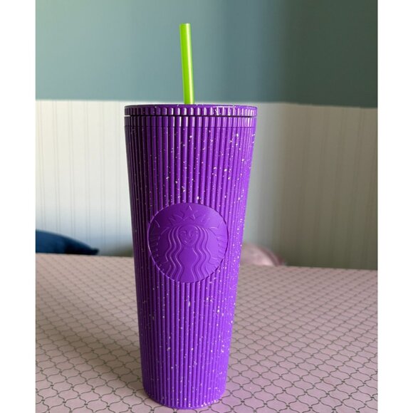 Starbucks Purple Halloween Tumbler 2024.  Purple Glow In The Dark 24 Oz. - Picture 1 of 7